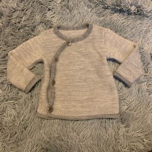 Disana Knitted Wool Jacket Sweater - Grey Natural